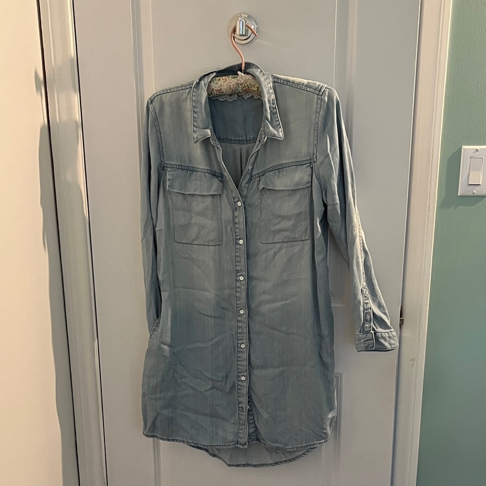 Calvin Klein Light Blue Denim Shirt Dress